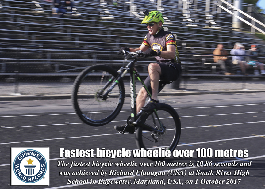 100m bicycle wheelie world record